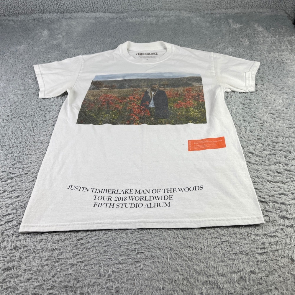 Justin Timberlake Man of the Woods Tour 2018 T-Shirt Mens Small White Tee